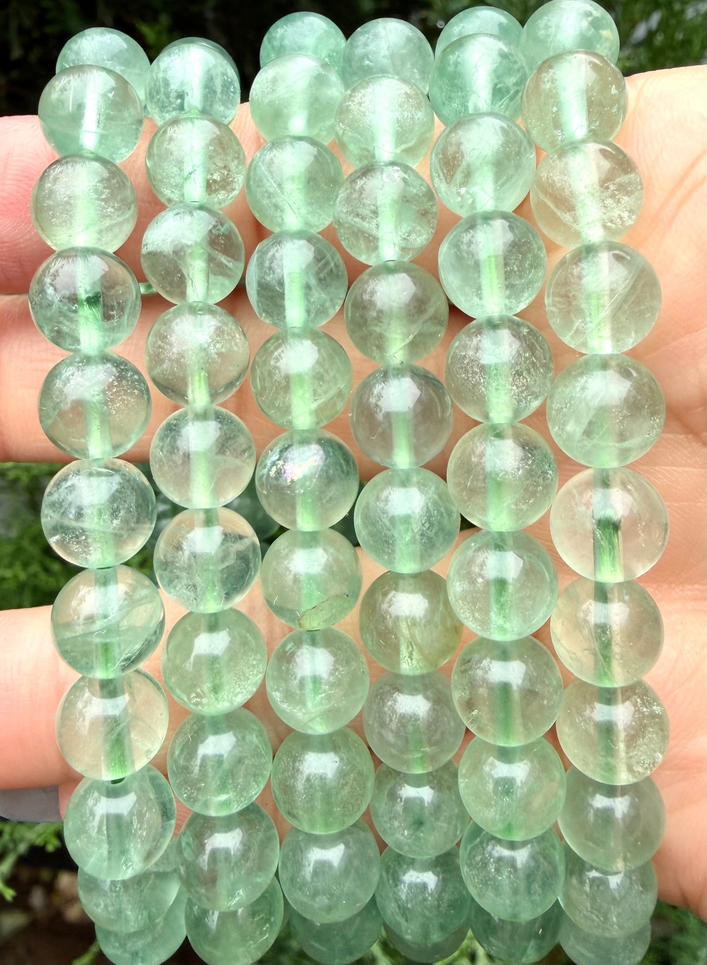 Wholesale 6 Pcs Natural Green Fluorite 8mm 7.5” Crystal Healing Stretch Bracelet