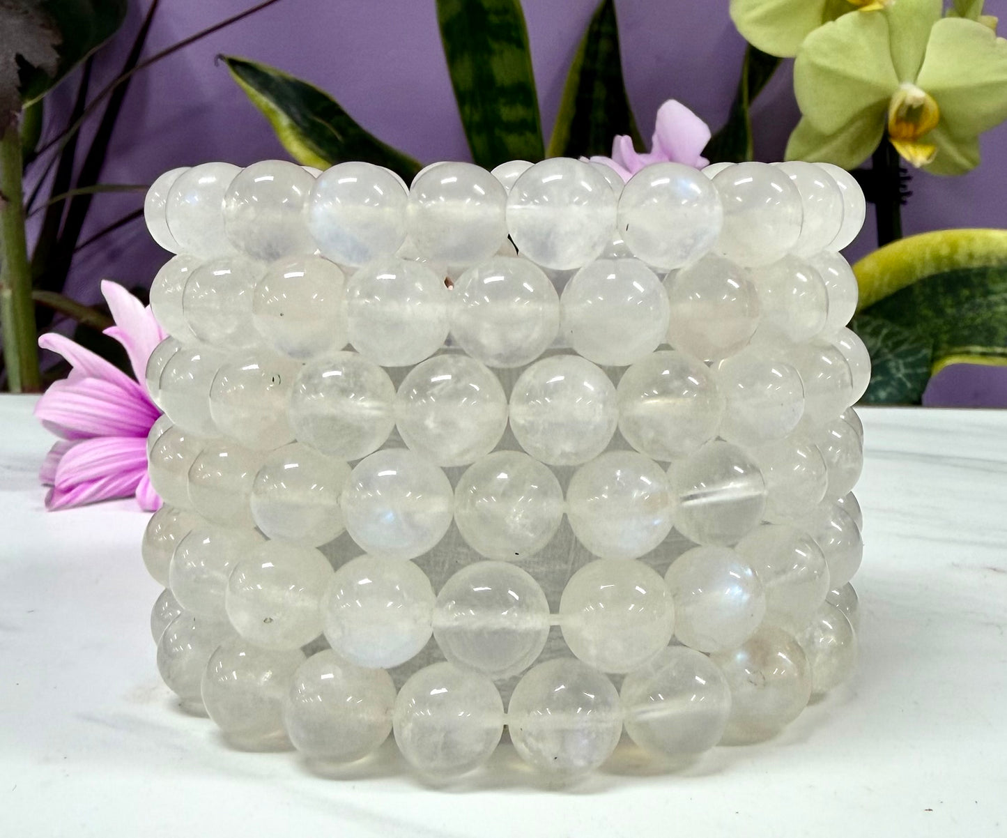 Wholesale Lot 6 Pcs Natural Moonstone 10mm 8” Natural Stretch Bracelet