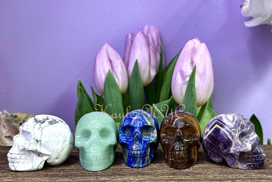 Wholesale lot 5 Pcs 2” Mix Natural Crystal Skulls Healing Energy