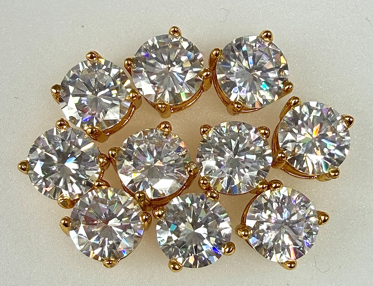 Wholesale Lot 5 Pairs Natural Moissanite Earring Stud 6.5mm