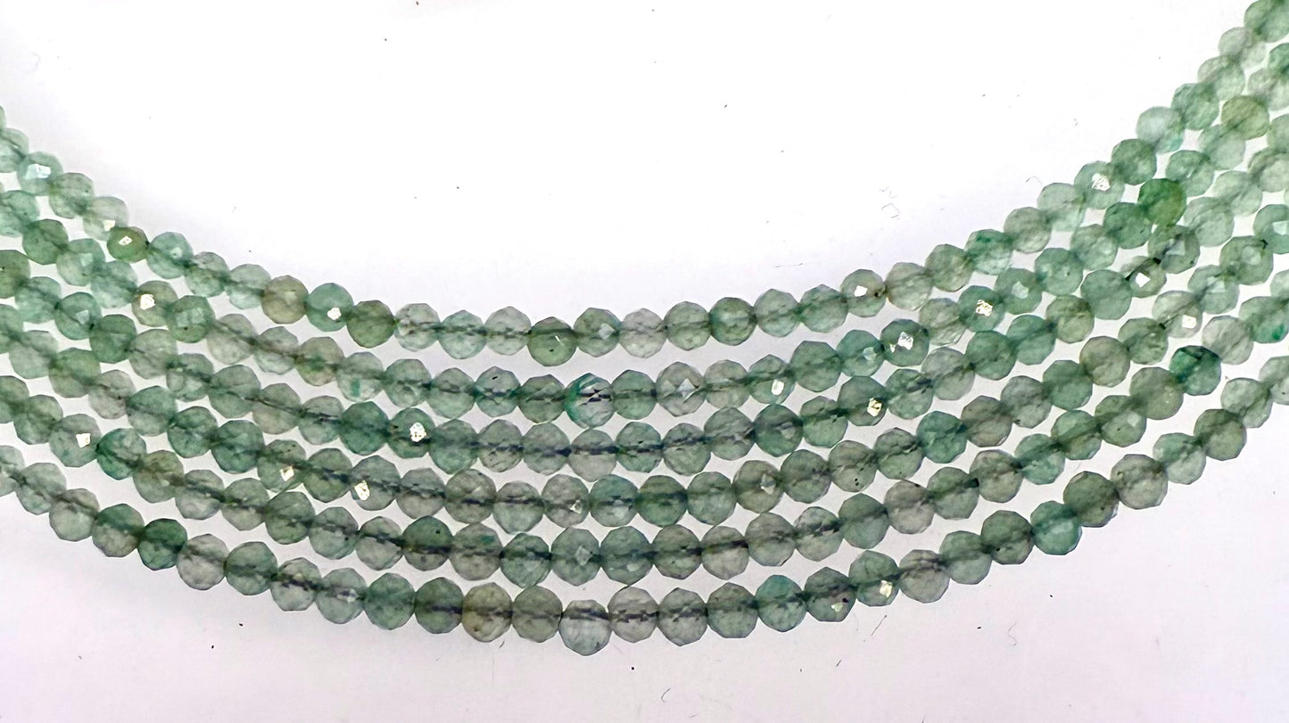 6 PCs 2mm Faceted Natural Aventurine Necklace Stainless Steel Finding