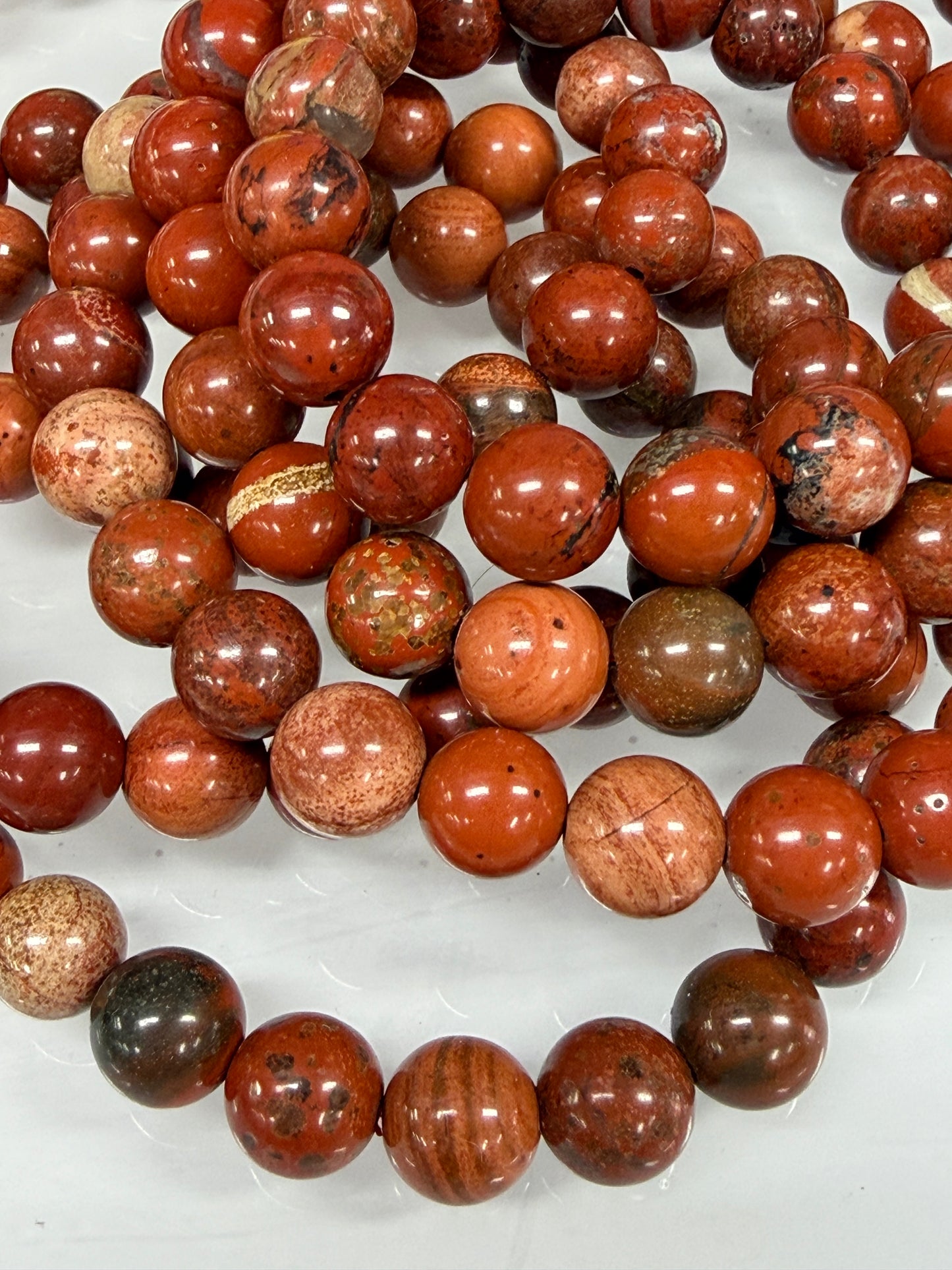 Wholesale 6 Pcs Natural Red Jasper 8mm 7.5” Crystal Healing Stretch Bracelet