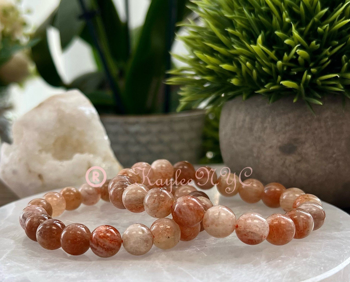 Wholesale Lot 6 Pcs Natural Sunstone 10mm 7.5" Crystal Healing Stretch Bracelet