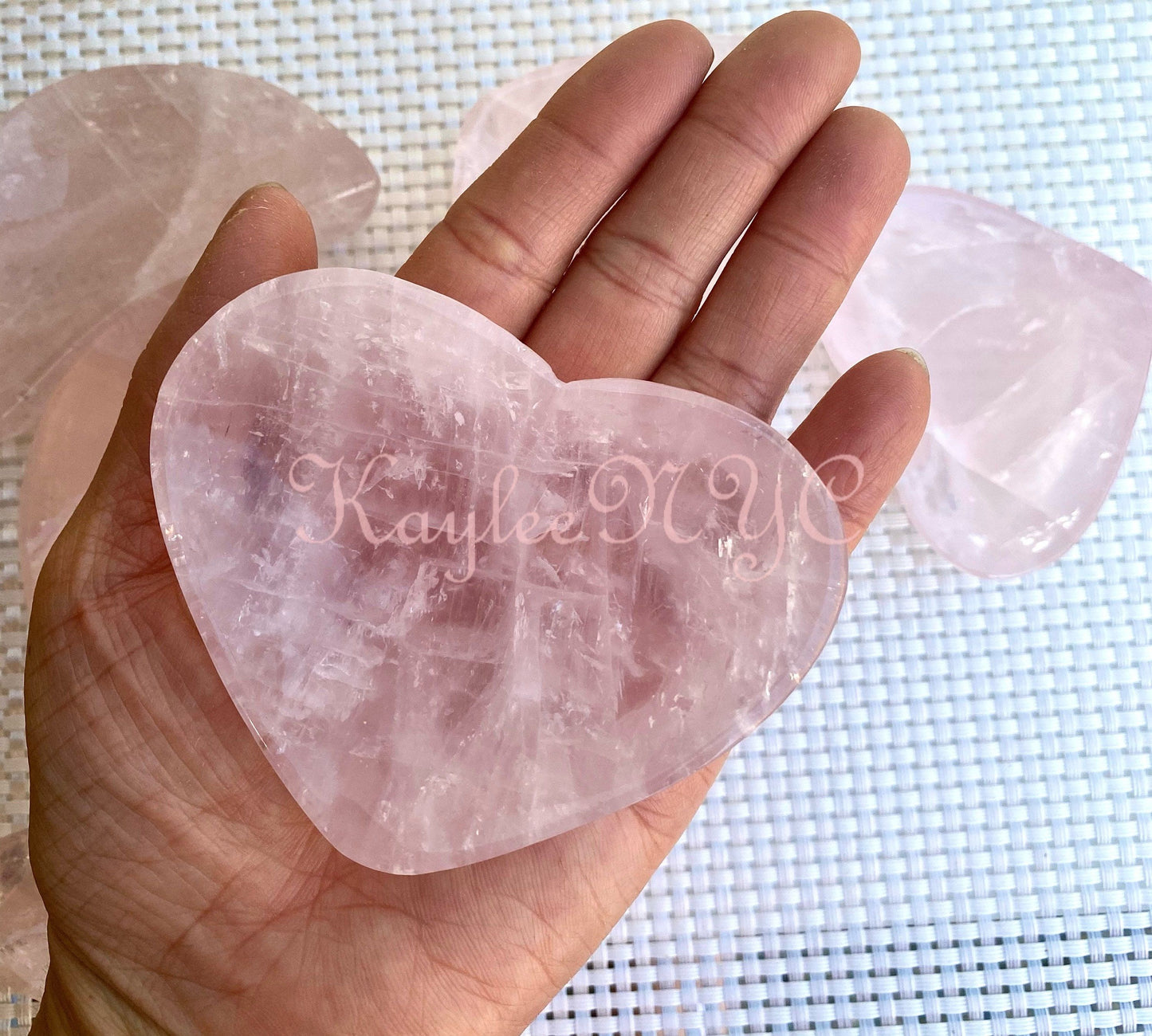 Wholesale Lot 5 pcs Natural Rose Quartz Hearts & Moon Bowls Crystal Healing Energy