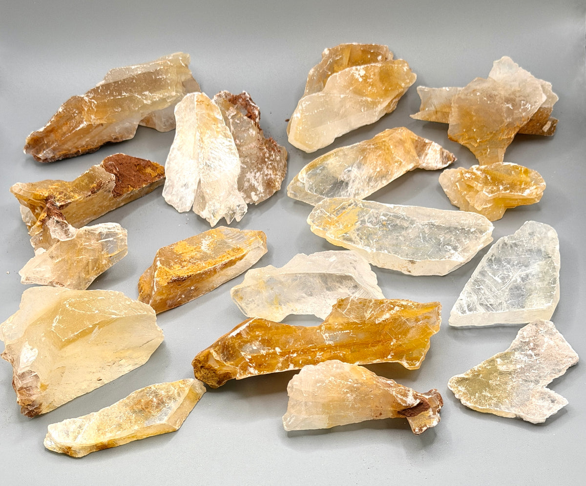 Wholesale Lot 2 Lbs Natural Golden Phantom Selenite Crystal Raw Healing Energy