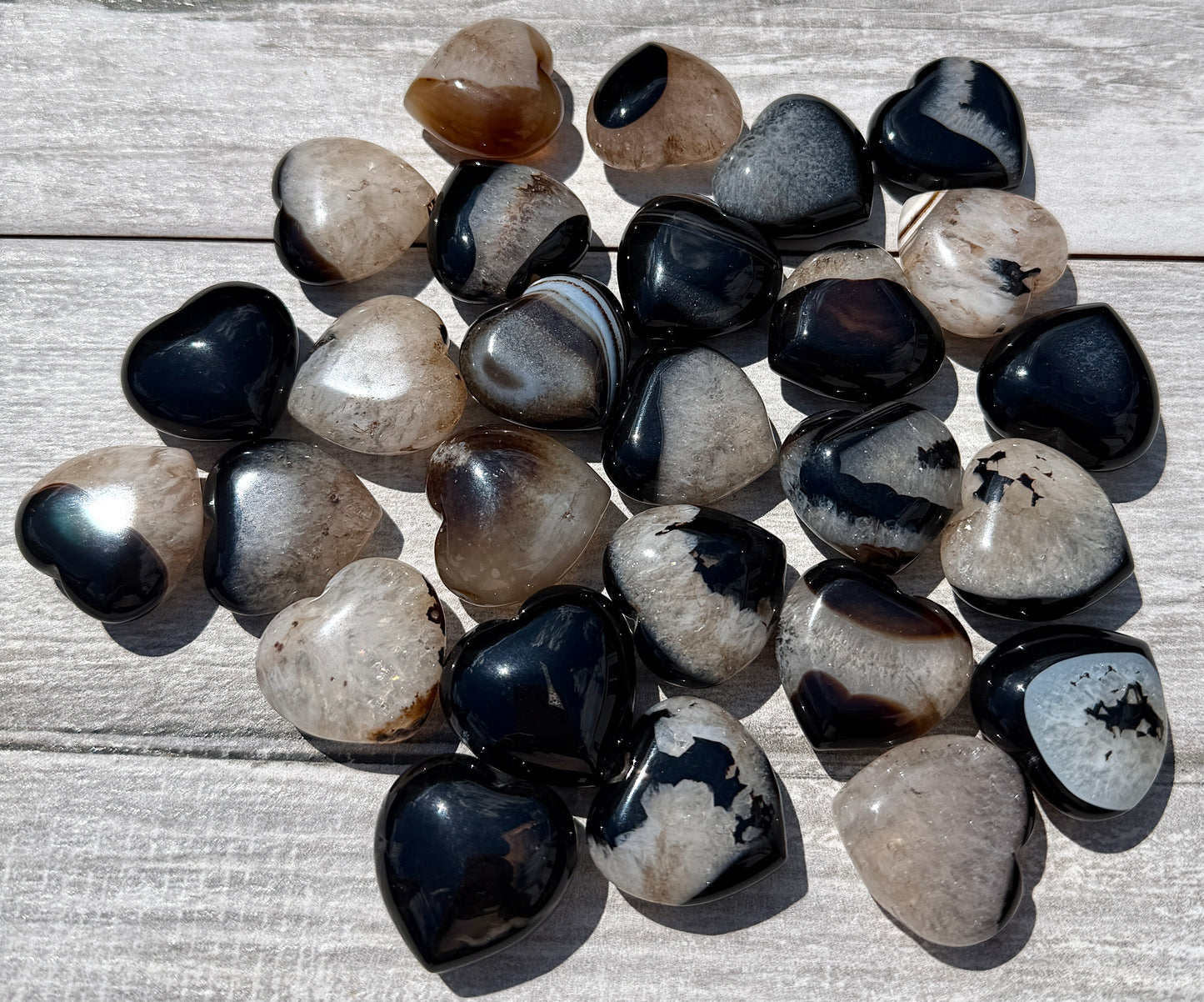 Wholesale 1 lb 1” Natural Onyx Heart Crystal Energy