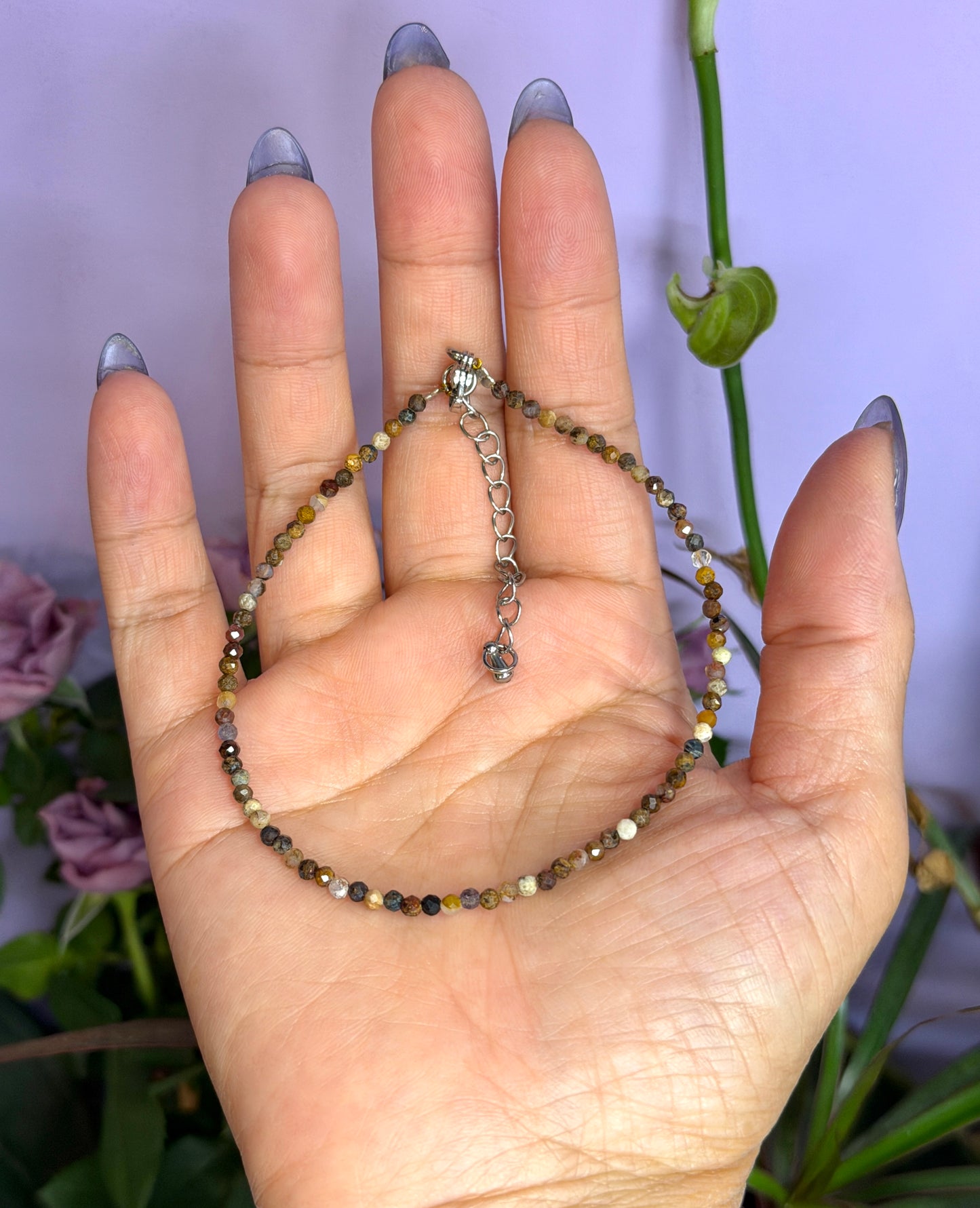 6 PCs 2mm Natural Pietersite Anklet