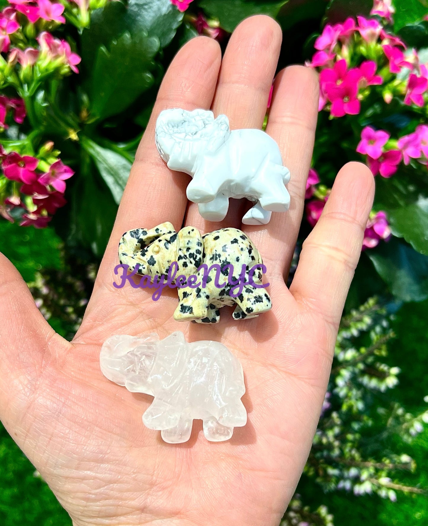 8 PCs 1.5” Mix Natural Crystal Elephant