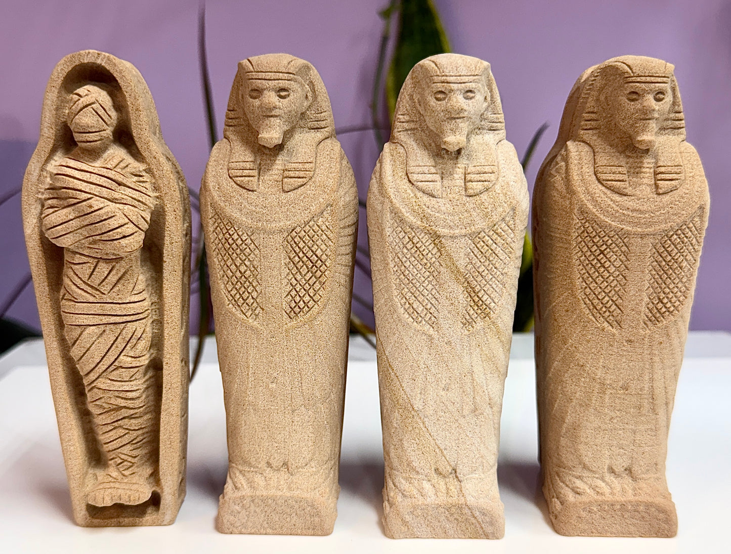 Wholesale Lot 3 Natural Matte Wood Grain Stone King Tut Mummy Healing Energy