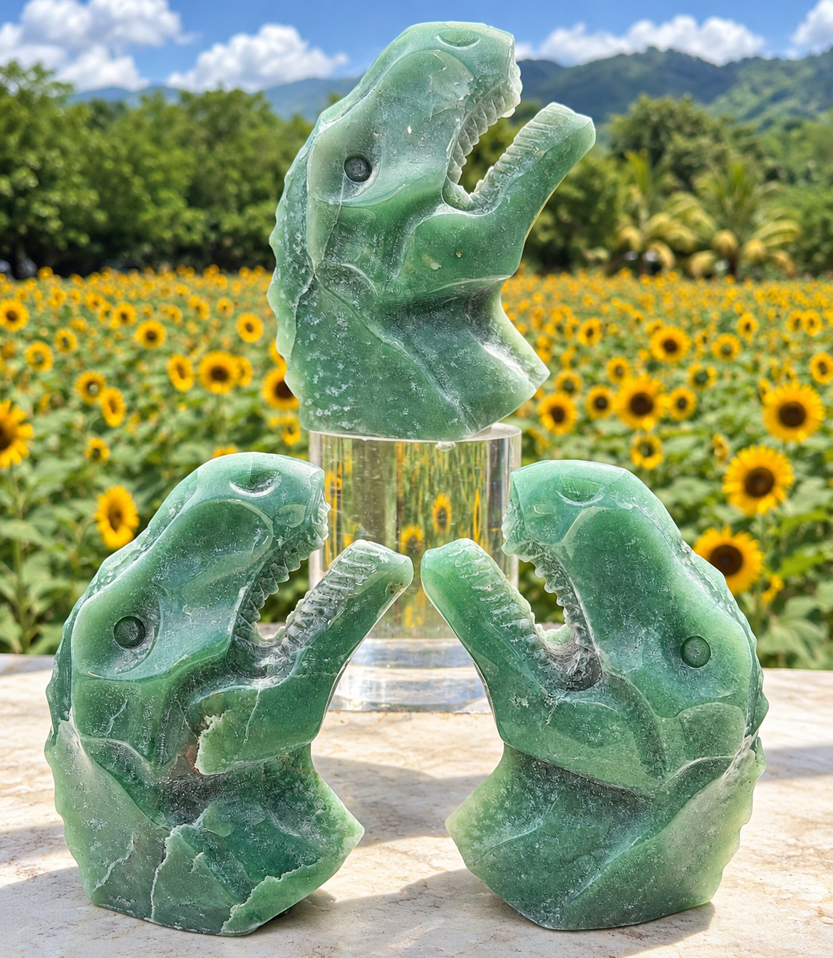 3 PCs Natural Aventurine Dinosaur Crystal Healing Energy