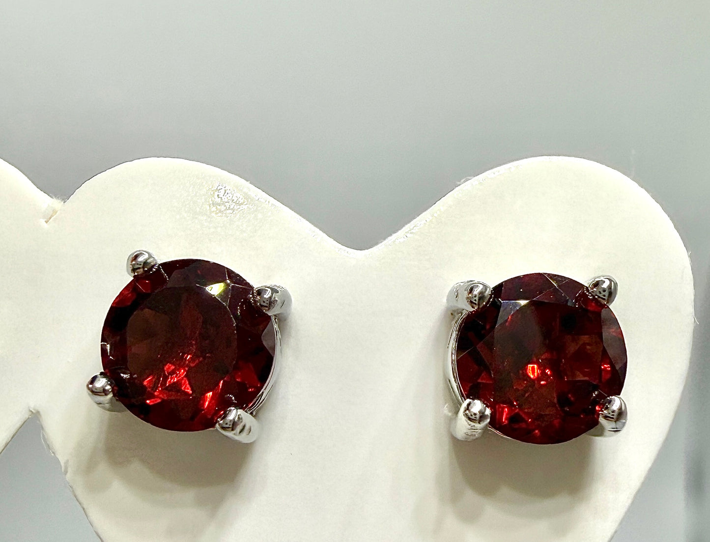 Wholesale Lot 5 Pairs Natural Garnet Earring Stud 6mm