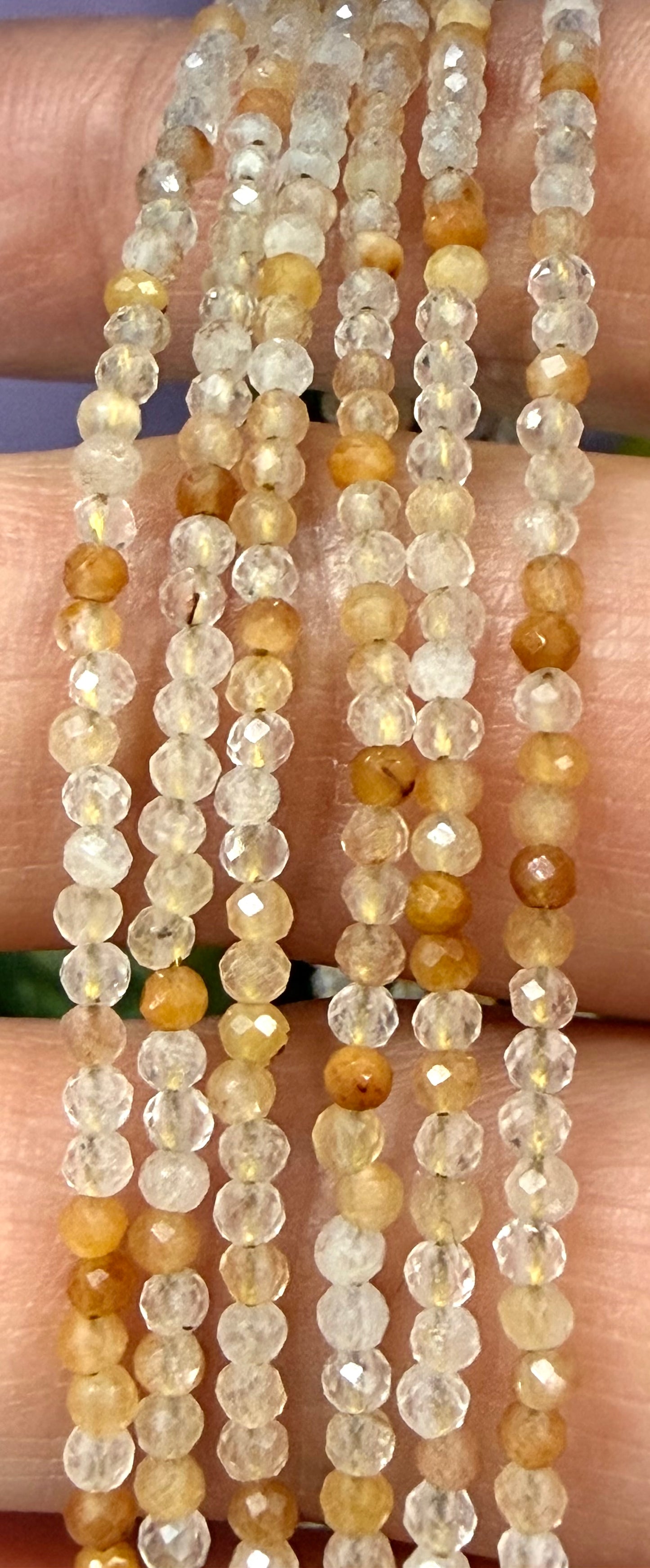 6 PCs 2mm Faceted Natural Amphibole Quartz Anklets Stainless Steel Finding