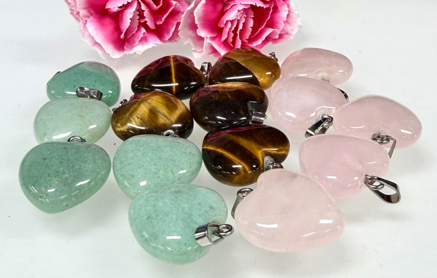 Wholesale Lot 15 Pcs Natural Crystal 2 cm Heart Pendant Healing Energy