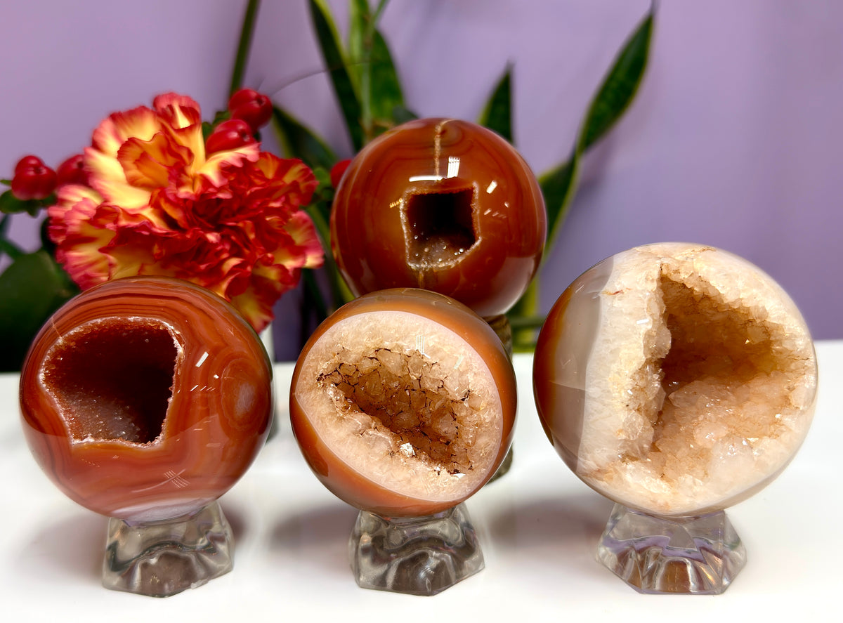 2lbs Natural Druzy Carnelian Sphere Crystal Ball