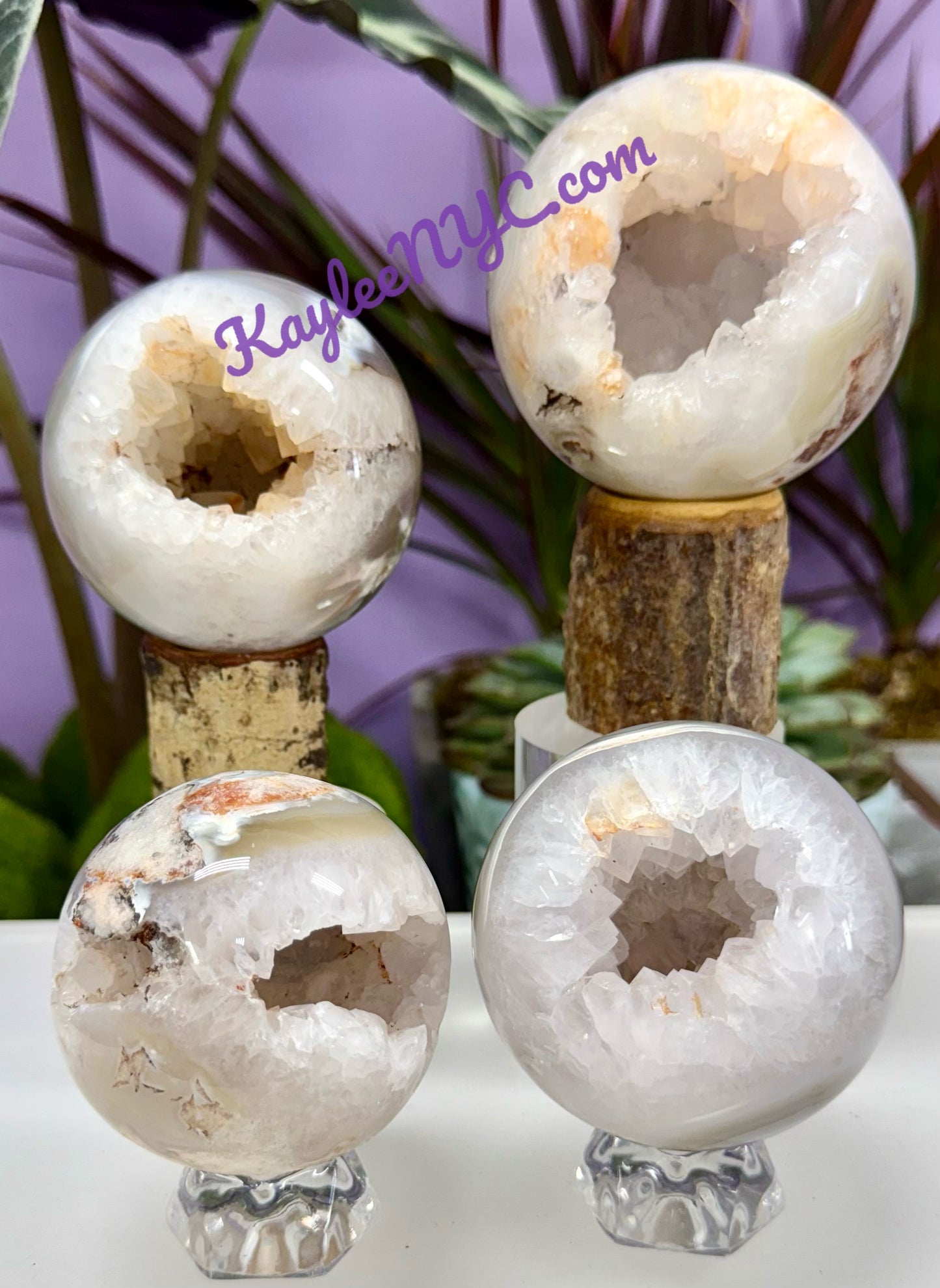 Wholesale Lot 4 pcs Natural Druzy Agate Crystal Spheres Healing
