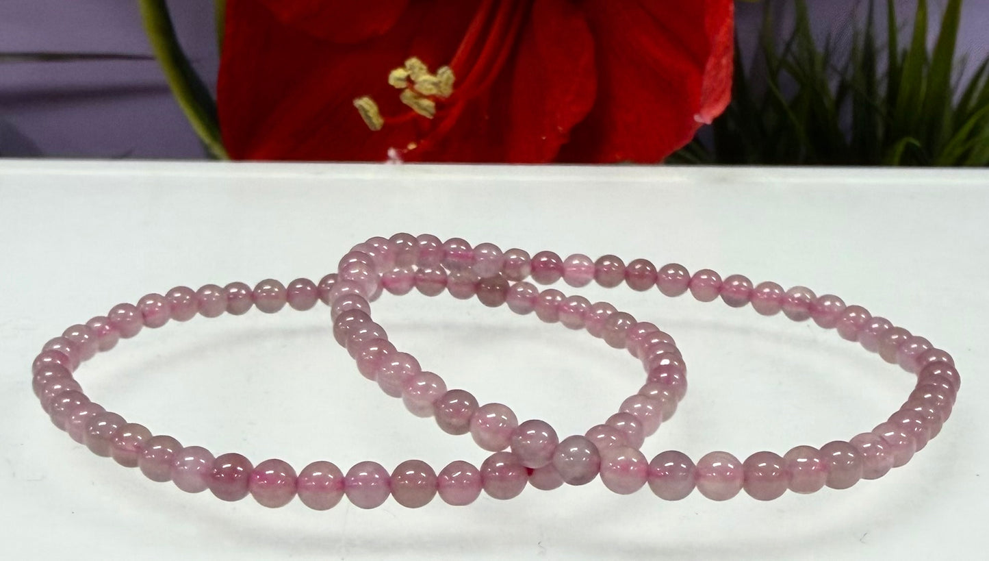 Wholesale 6 Pcs Natural Purple Rose Quartz 4mm 7.5” Crystal Healing Stretch Bracelet