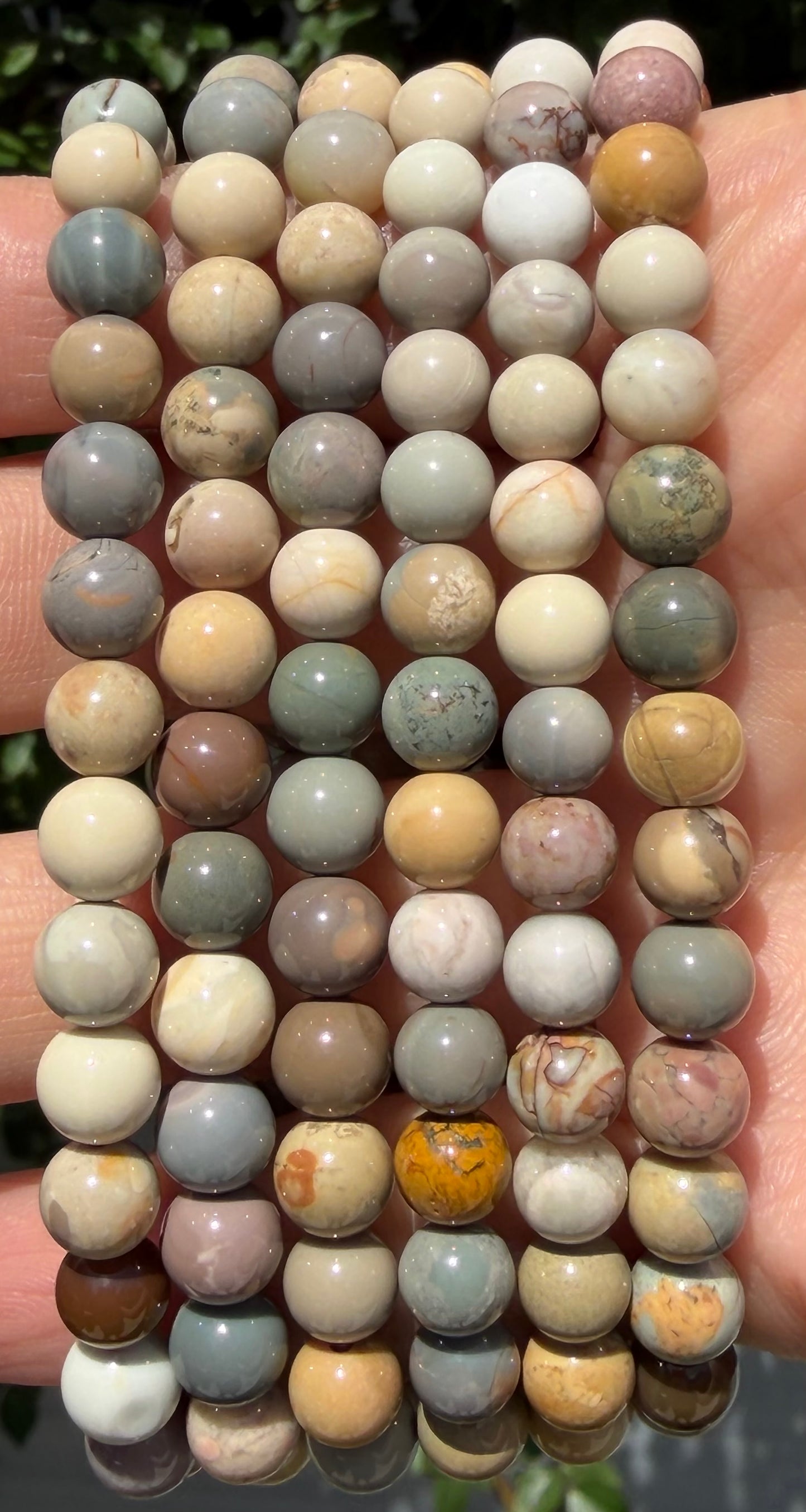 6 PCs 6mm Natural Alashan Agate Stretch Bracelet 7.5”