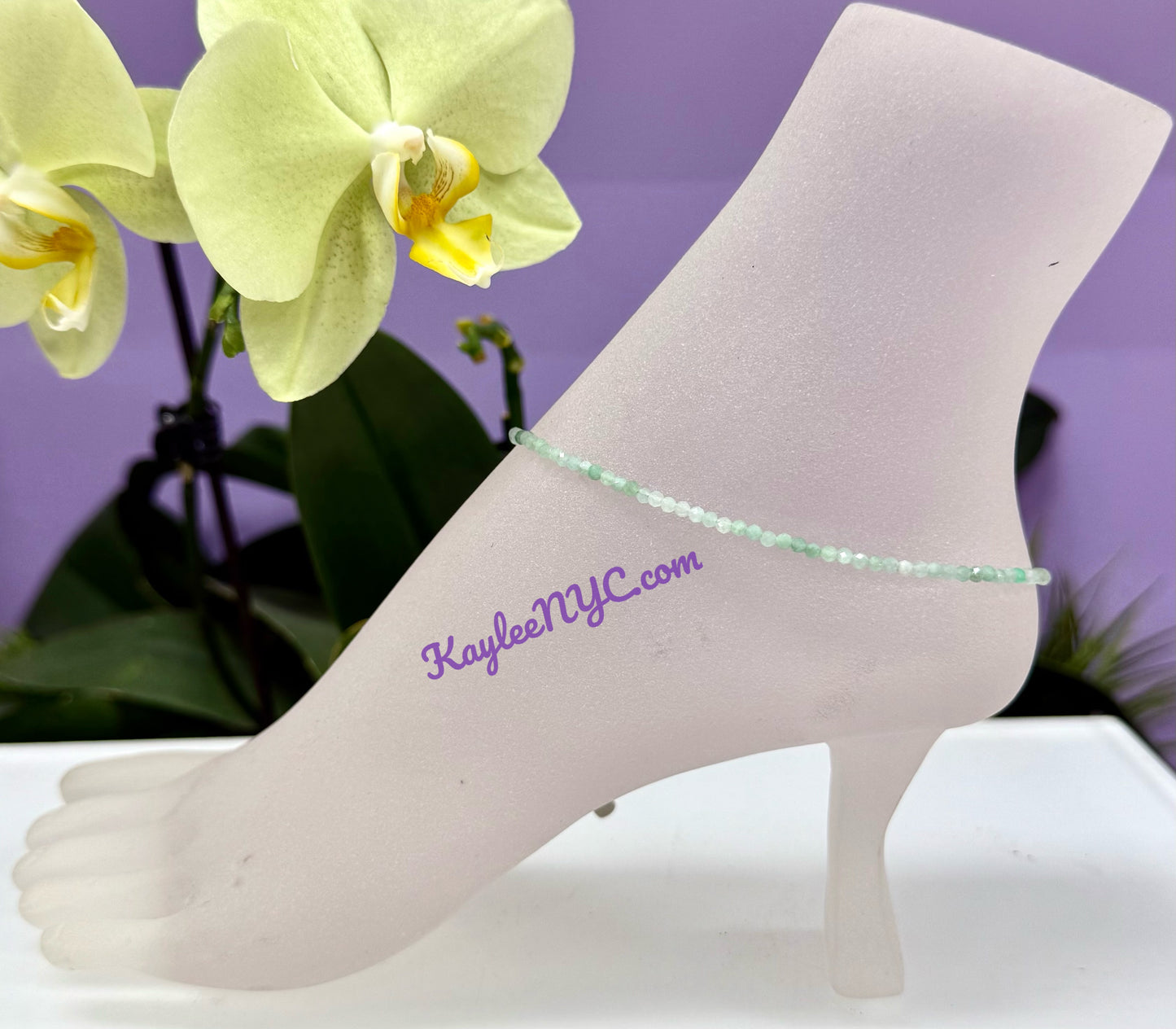 6 PCs 2mm Natural Burma Jade Anklets Crystal Healing Energy