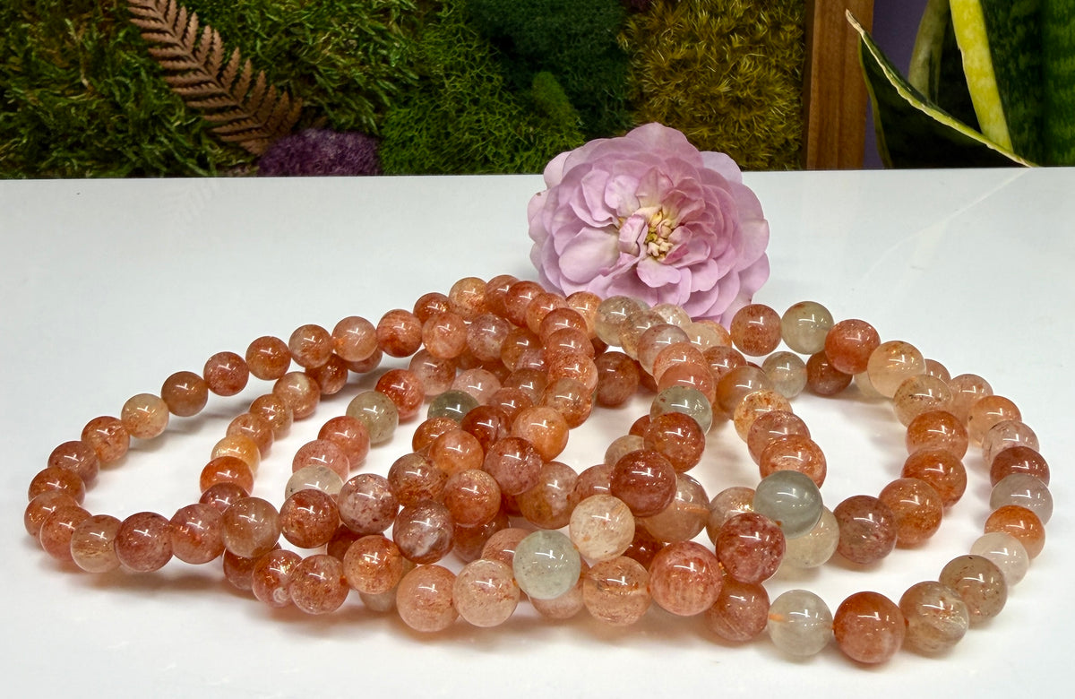 Wholesale Lot 6 Pcs 7-8.8mm Natural Sunstone Crystal Healing Stretch Bracelet