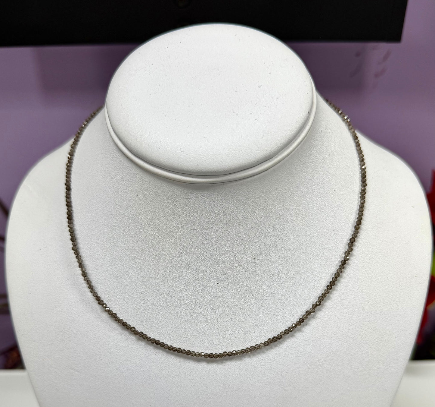 6 PCs 2mm Natural Smoky Quartz Necklaces