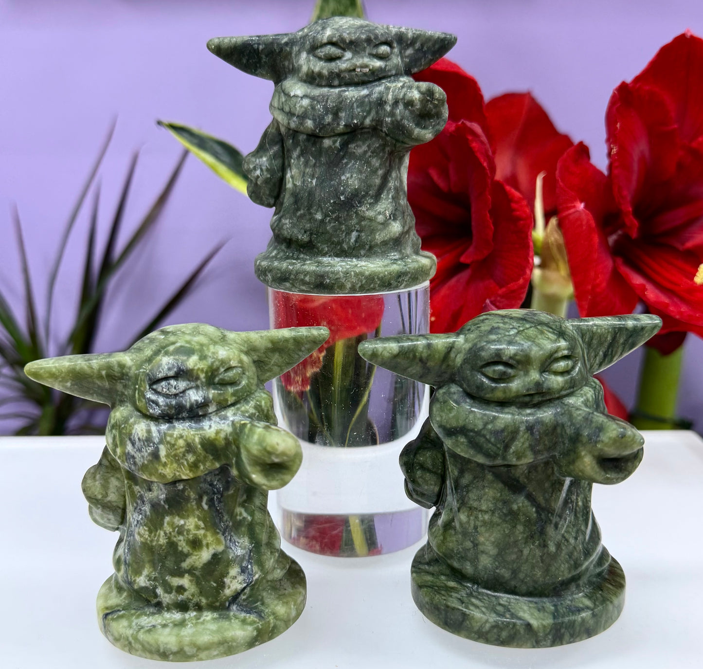 8 PCs Natural Nephrite Jade Yoda 8cm healing energy