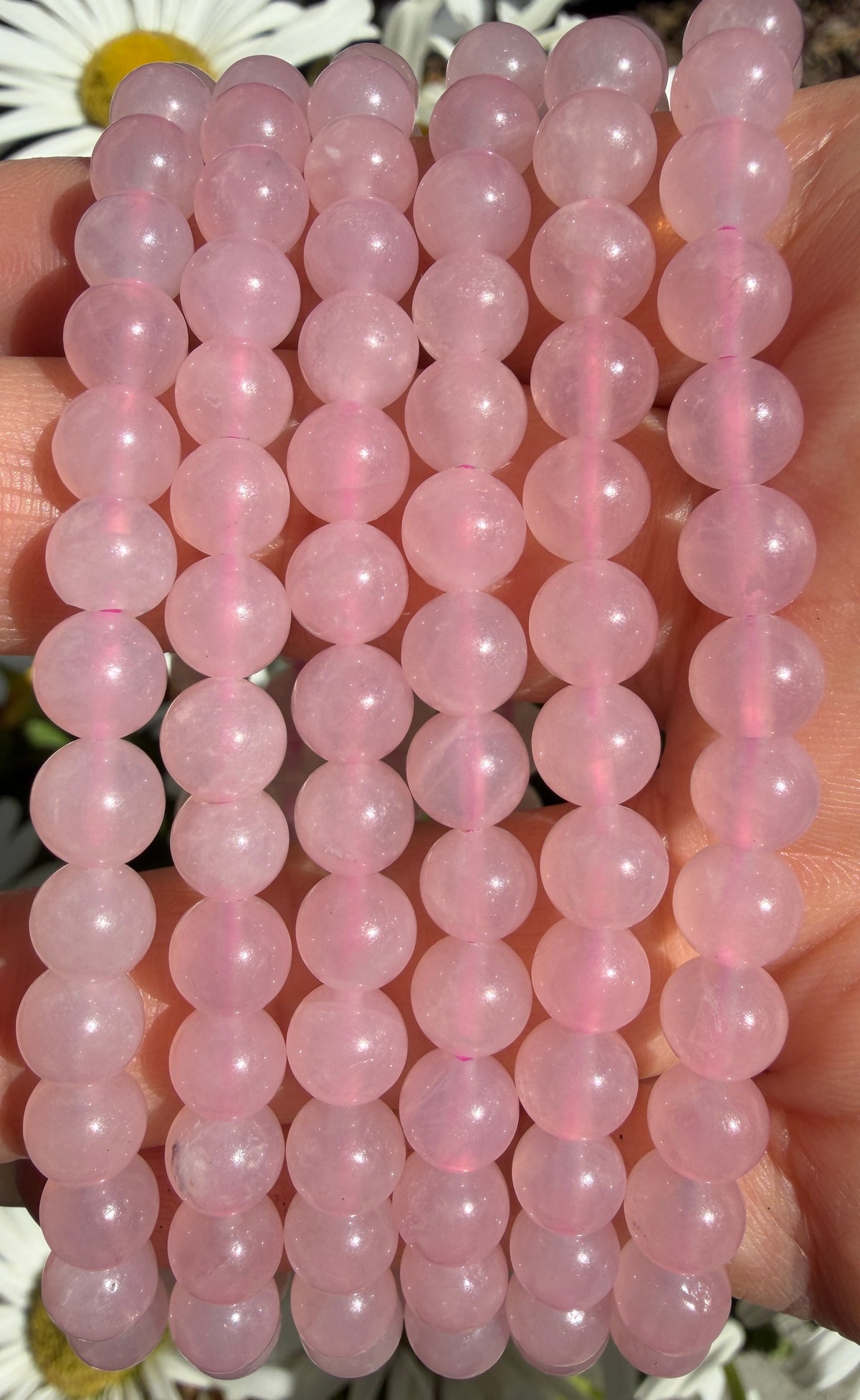Wholesale Lot 6 Pcs Natural Rose Quartz 6mm 7.5” Crystal Healing Stretch Bracelet