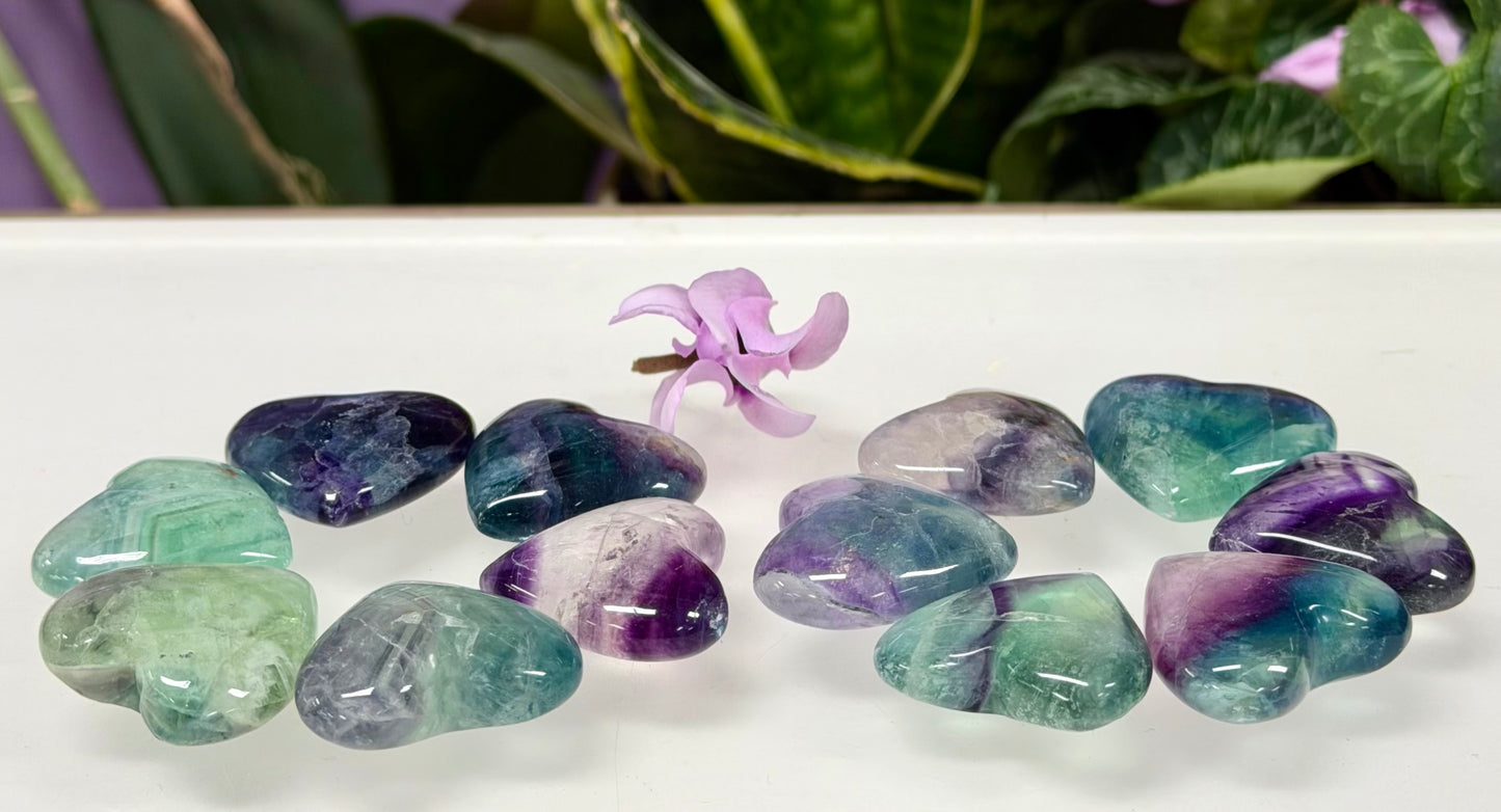Wholesale Lot 12 Pcs 3cm Natural Fluorite Crystal Heart Healing Energy
