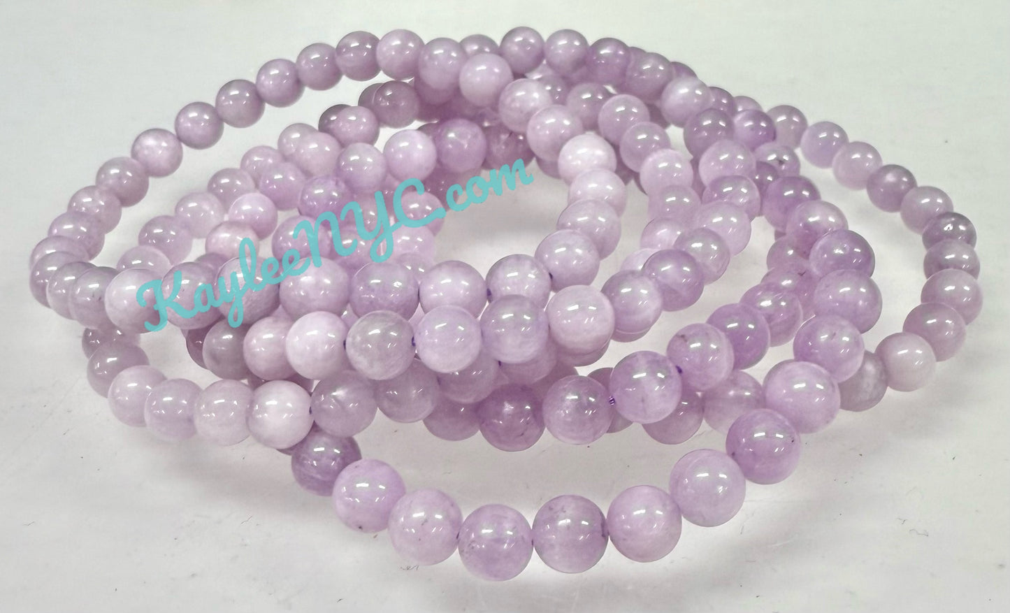 Wholesale 6 Pcs Natural Kunzite 6mm 7.5” Crystal Bracelet Healing Energy