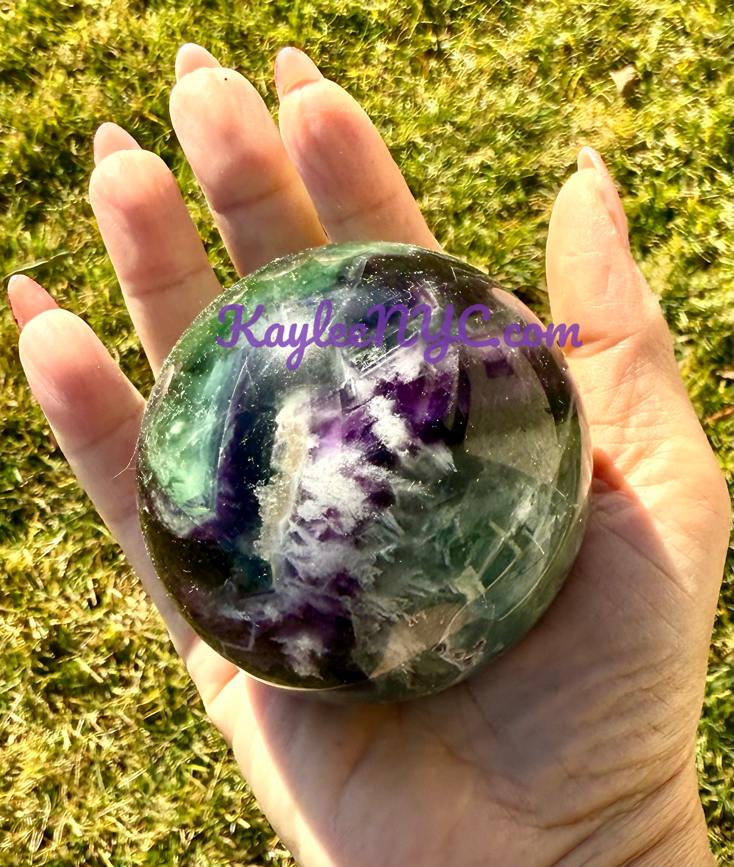 4 PCs Natural Feather Fluorite Sphere Crystals Healing Energy