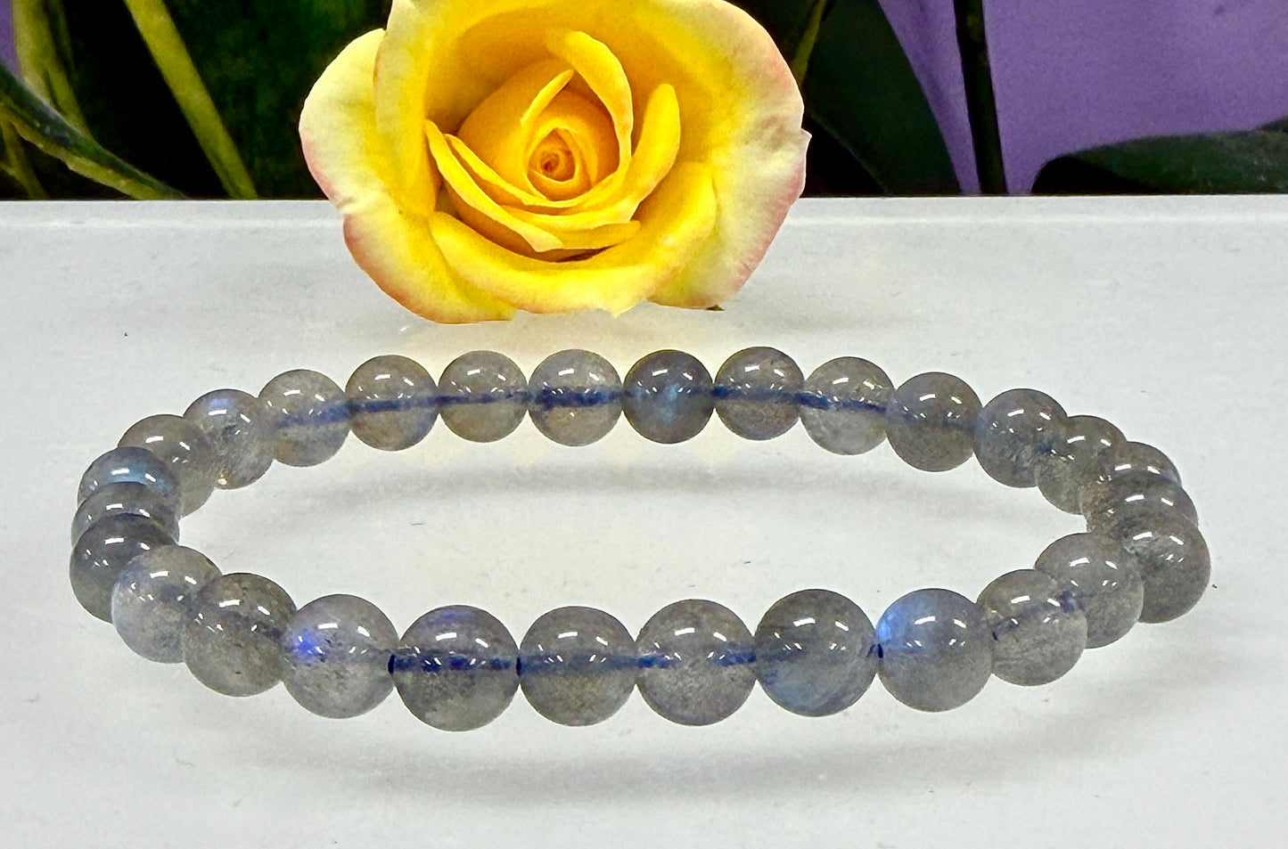 Wholesale 6 Pcs Natural Labradorite 8mm 7.5” Crystal Healing Stretch Bracelet