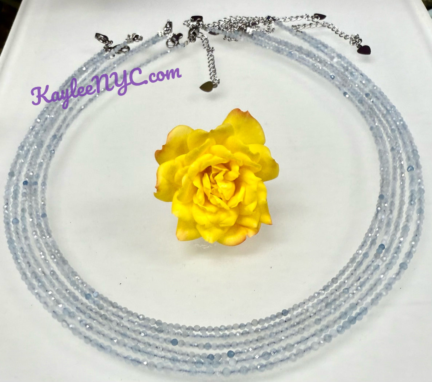 6 PCs 2mm Natural Aquamarine Necklaces