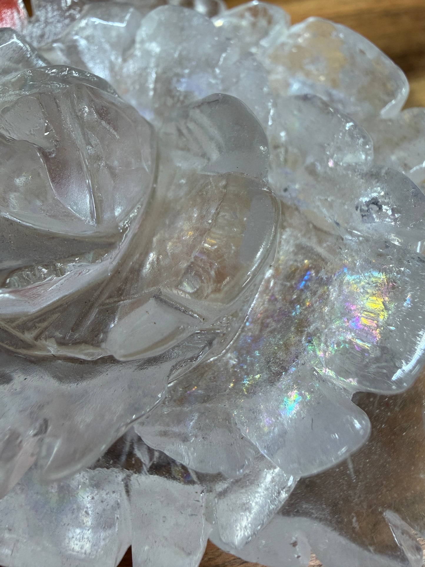 4-5 pcs Natural Clear Quartz Rose Carving Crystals Healing Energy