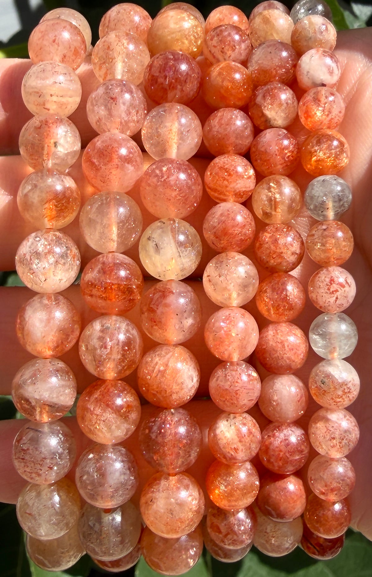 Wholesale Lot 6 Pcs 7-8.8mm Natural Sunstone Crystal Healing Stretch Bracelet