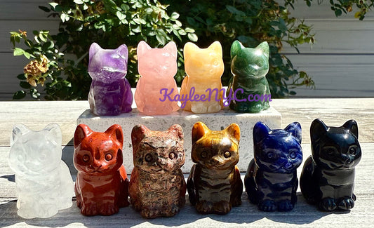 10 PCs Natural Crystals Cat Healing Energy