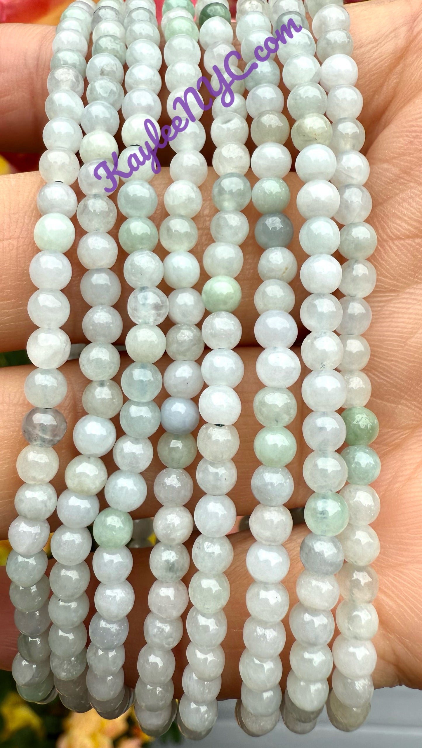 Wholesale Lot 6 Pcs Natural Jade 3.8mm 7.5” Crystal Healing Stretch Bracelet