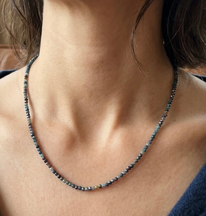 6 PCs 2mm Faceted Natural Ruby & Sapphire Necklaces