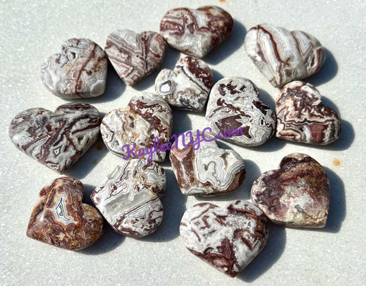 Wholesale 2 Lb Lot Natural Mexican Lace Agate Hearts Crystal Energy