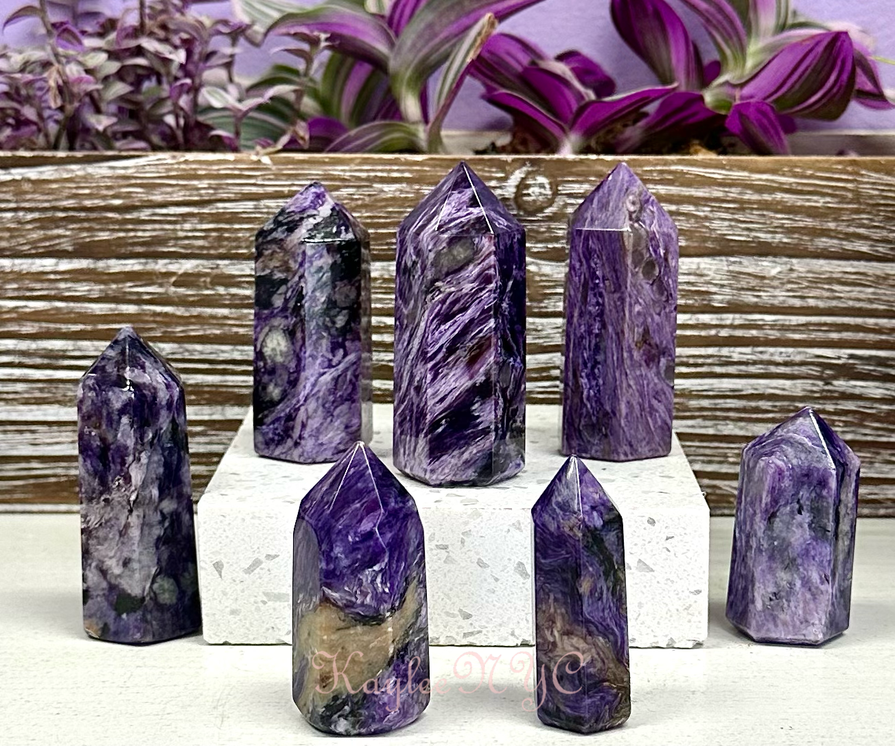 1 lb Natural  Charoite Obelisk Tower