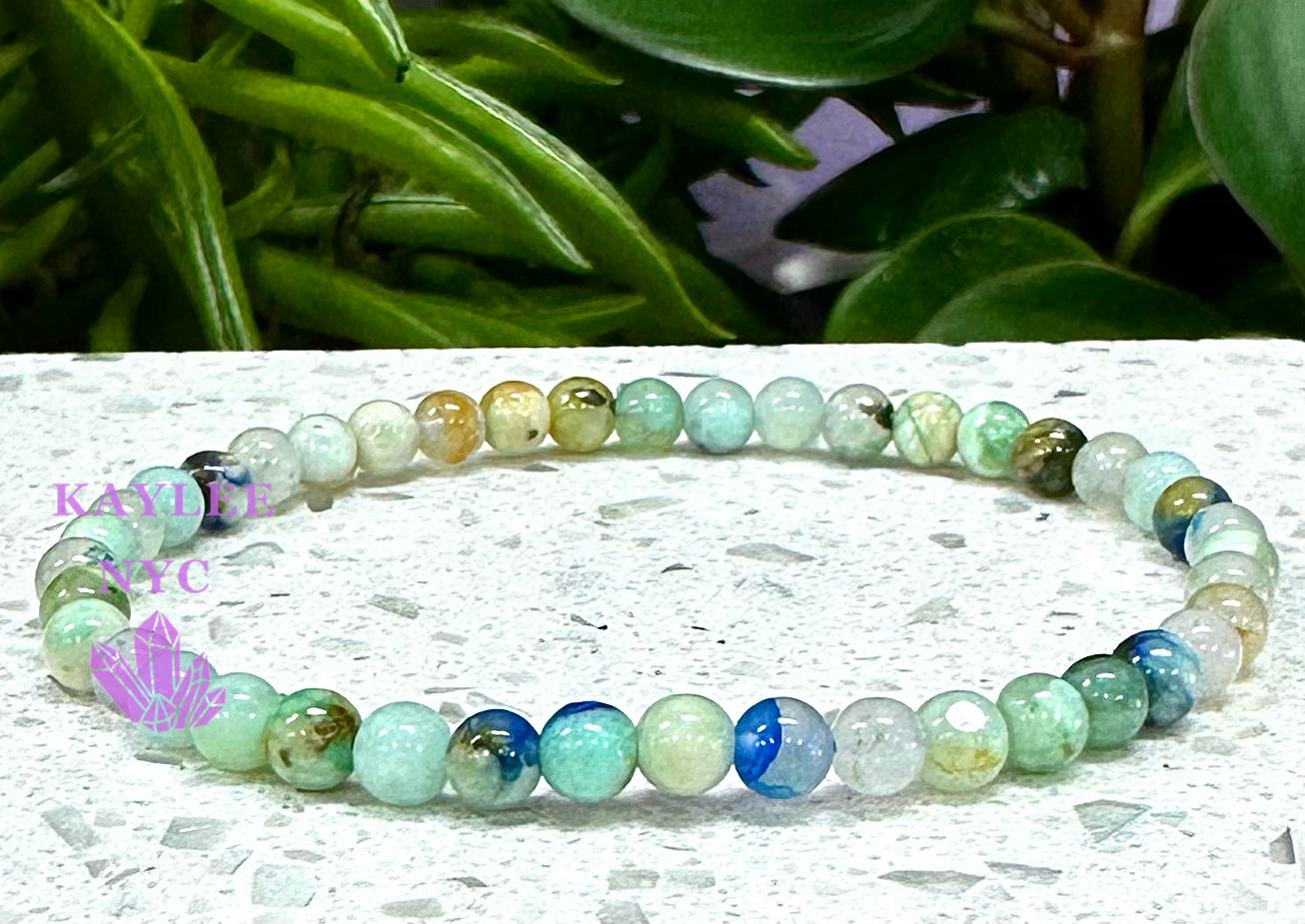 6pcs 4mm Natural Fynchenite Stretch Bracelet 7.5”