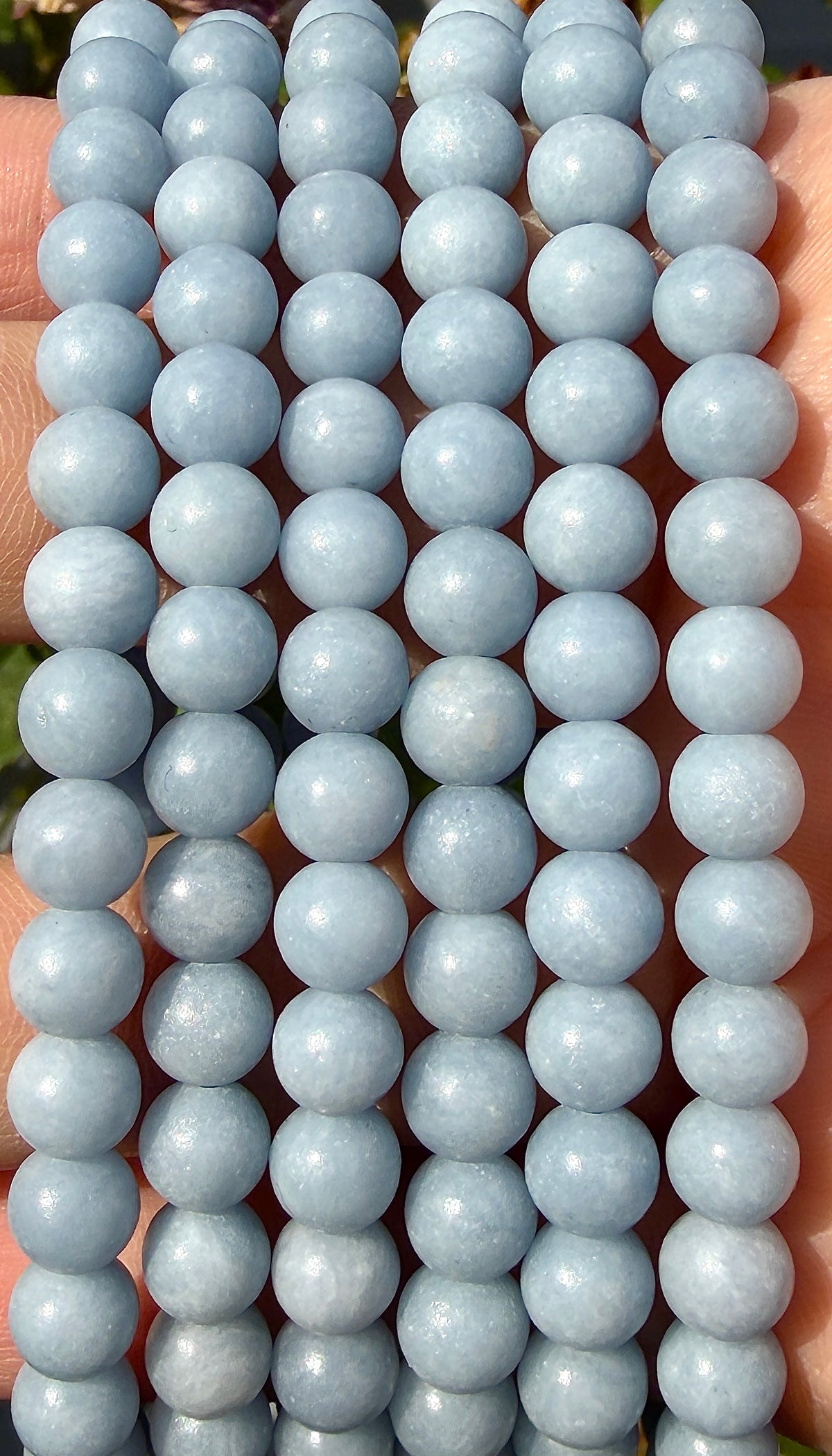 Wholesale 6 Pcs Natural Angelite 6mm 7.5” Crystal Healing Stretch Bracelet
