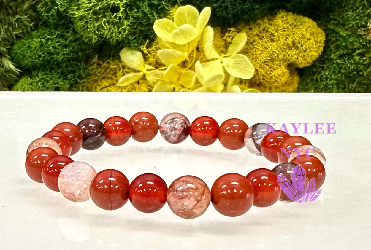 6 PCs 8mm Natural Root Chakra Stretch Bracelet 7.5”