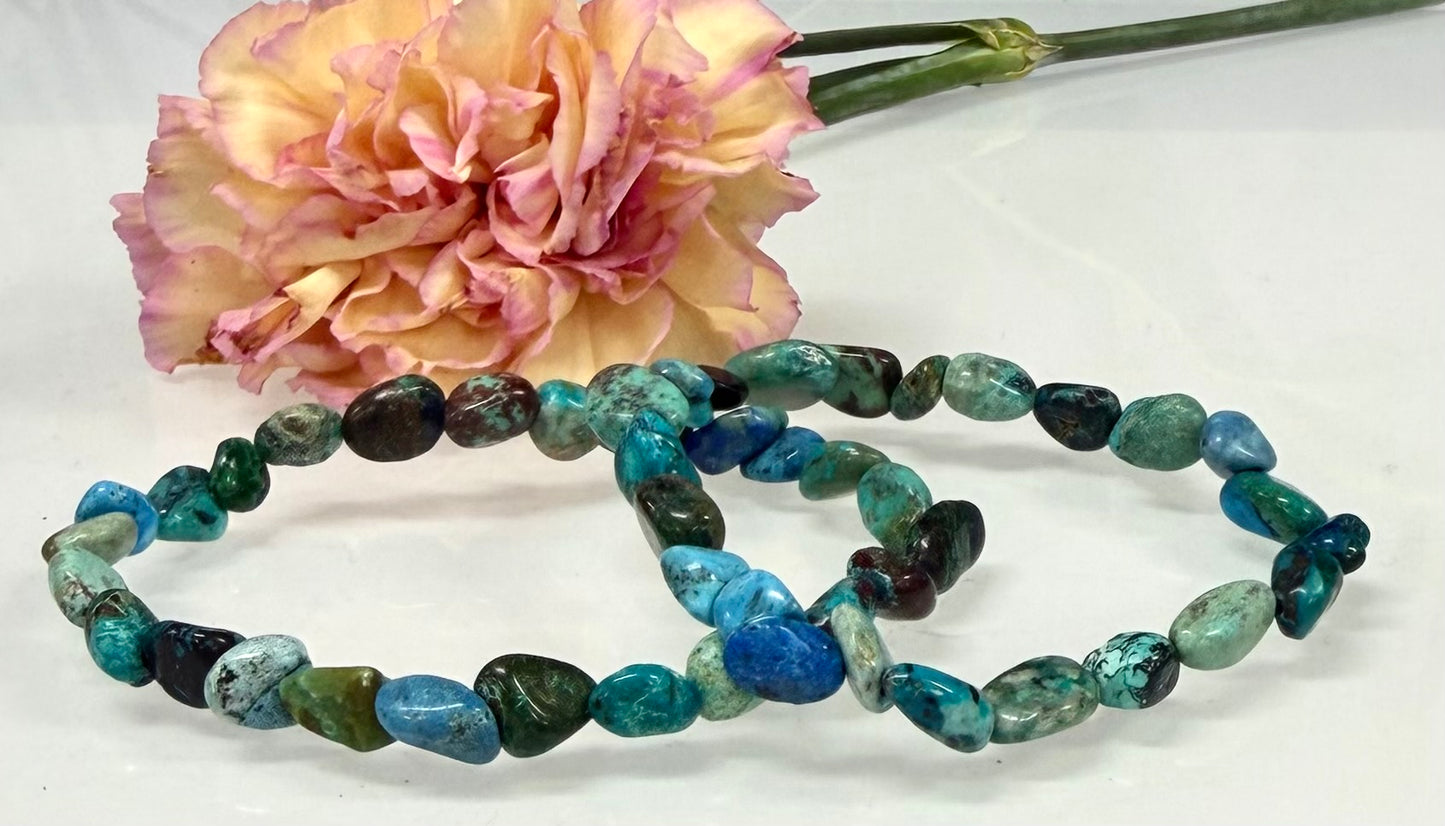 Wholesale 6 Pcs ~7mm Blue Opal Natural Crystal tumble Stretch Bracelet 7.5”