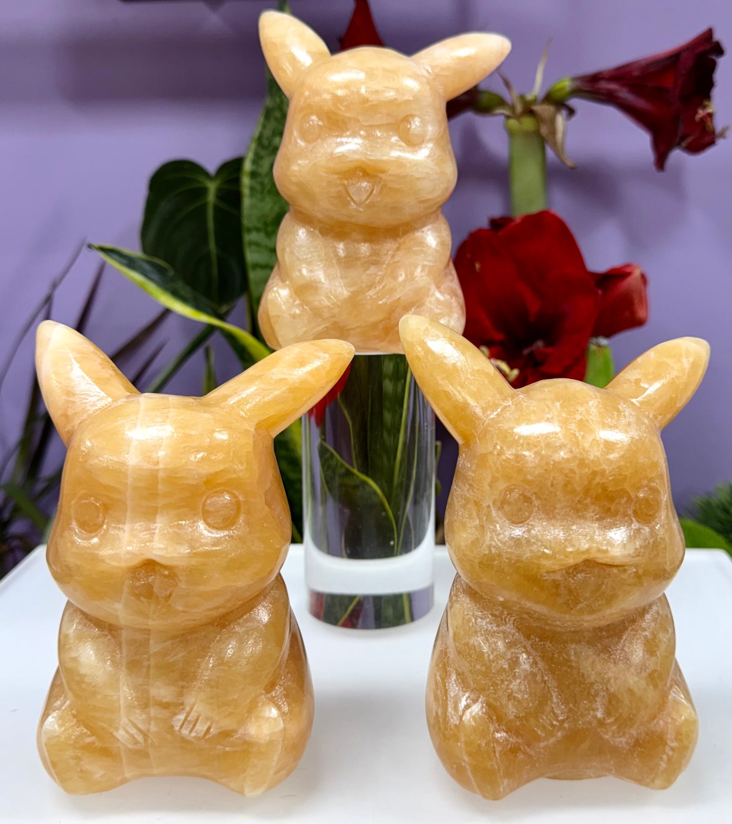 3 PCs Natural Orange Calcite Pikachu Crystal Healing Energy