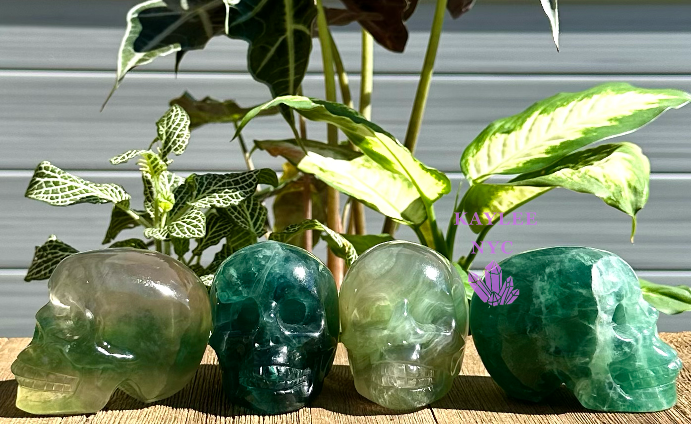 4 PCs Natural Fluorite Crystal Skull