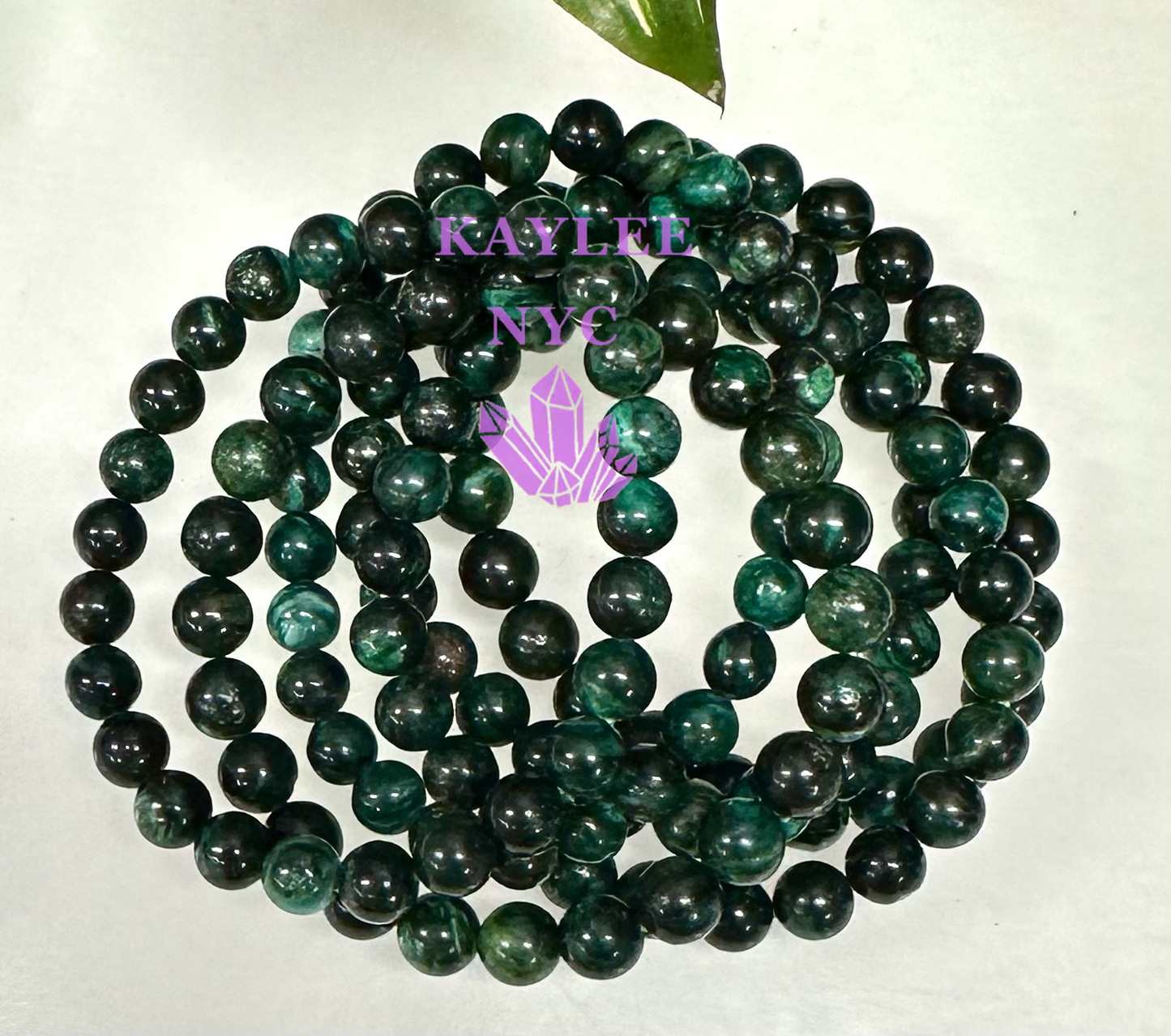 6pcs 8mm Natural Green Lepidolite Stretch Bracelet 7.5”