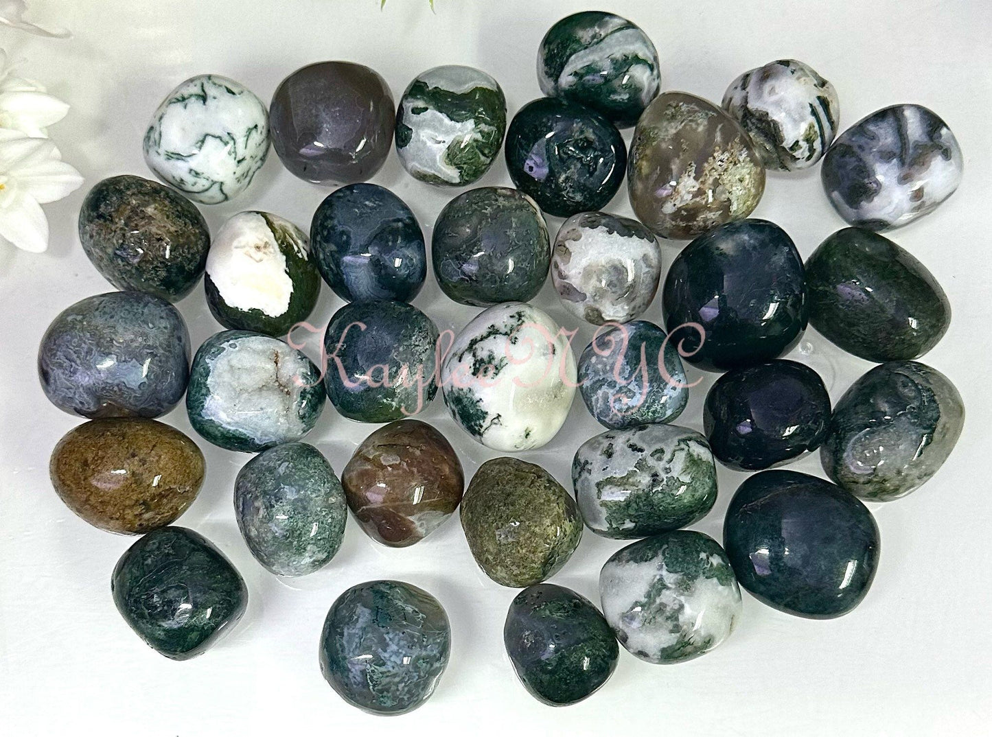 Wholesale Lot 2 lbs Natural Moss Agate Tumble Crystal Nice Quality Healing Energy