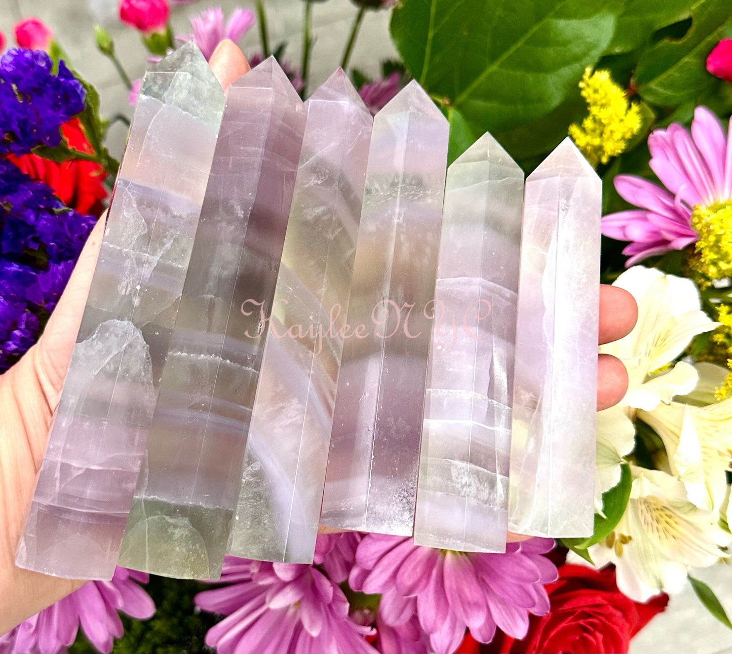 Wholesale Lot 2 lbs Natural Yttrium Fluorite Obelisk Tower Point Crystal Healing