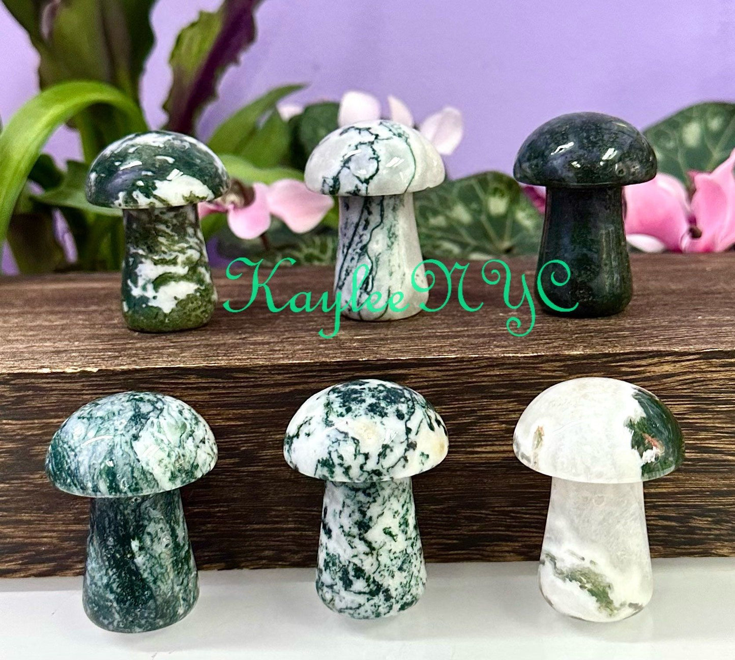 Wholesale Lot 9 PCs 2” Natural Moss Agate Mushroom Healing Energy