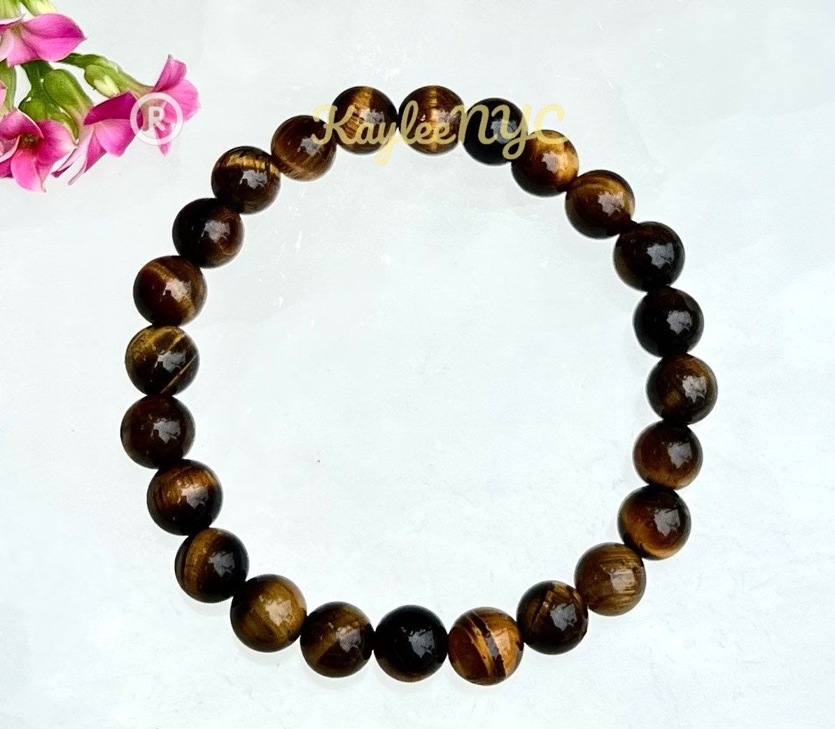 Wholesale 6 Pcs Natural Tiger Eye 8mm 7.5” Crystal Healing Stretch Bracelet