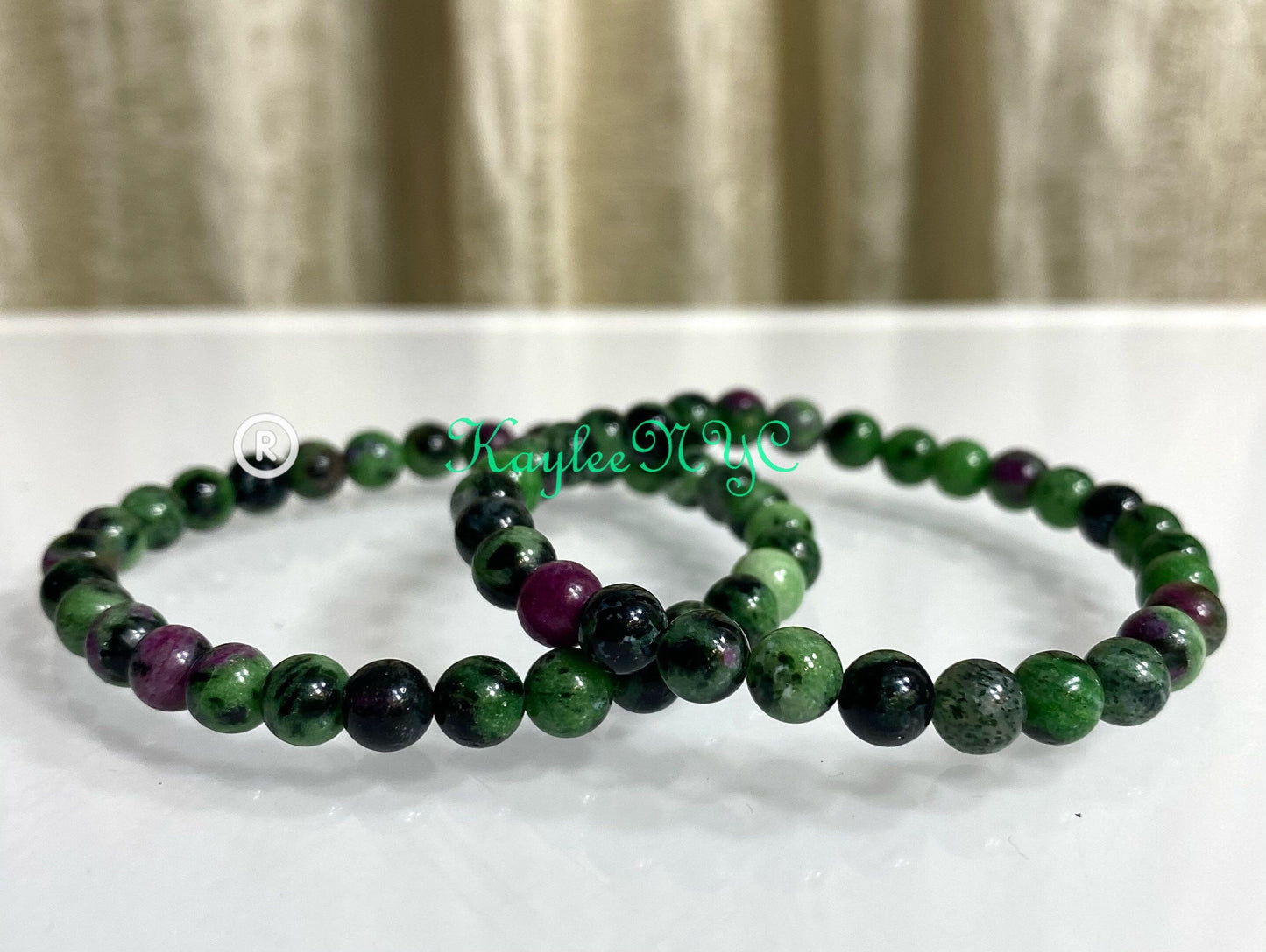 Wholesale 6 Pcs Natural Ruby Zoisite 6mm 7.5” Crystal Healing Stretch Bracelet